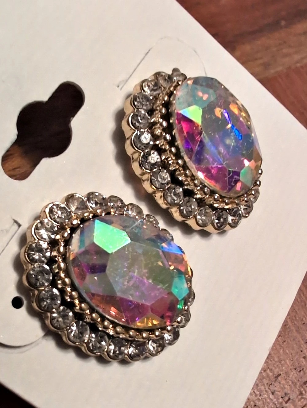 Multicolor AB Rhinestone Statement Earrings - Picture 5 of 8